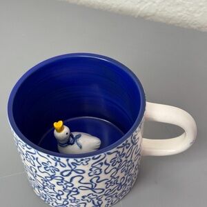 Urban Outfitters Blue and White Duck-Detail Ceramic Mug